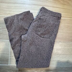 Zara Brown Leopard-Print Wide Leg Jeans